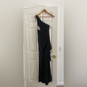 Meshki Black One-Shoulder Gown